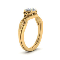 Cushion Cut Infinity Celtic Solitaire Wedding Set