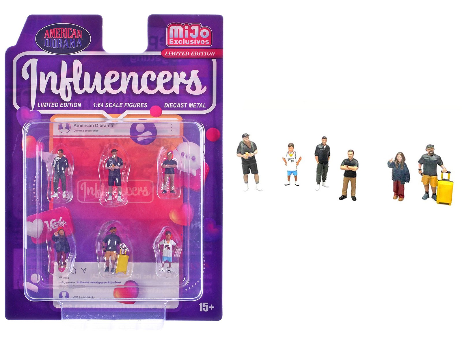 "Influencers" 6 piece Diecast Figure Set Limited Edition for 1/64 Scale Models by American Diorama  free shipping USA
