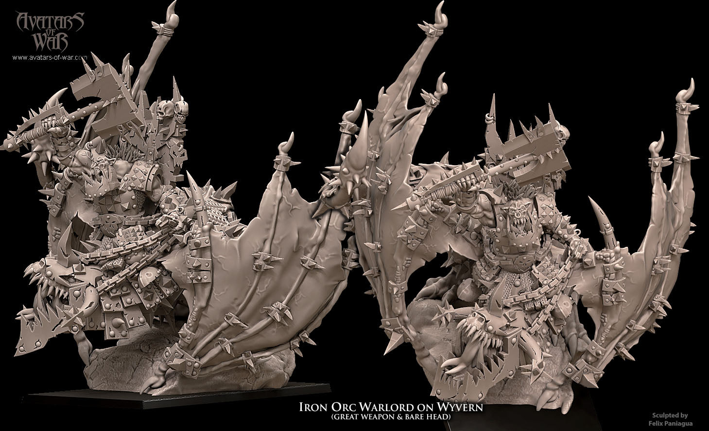 3D Printed Iron Orc Warlord On Wyvern by Avatars of War
