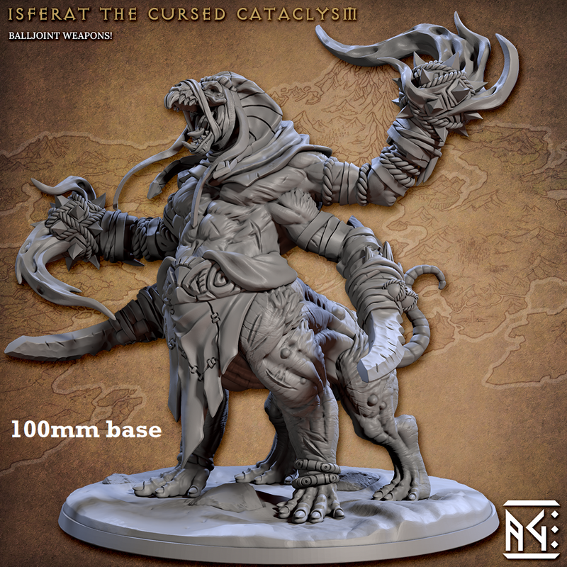 Isferat, the Cursed Cataclysm (Epic Boss Abomination)-3D Printed Miniatures-BIG FRENCHIES-All Systems Go Games