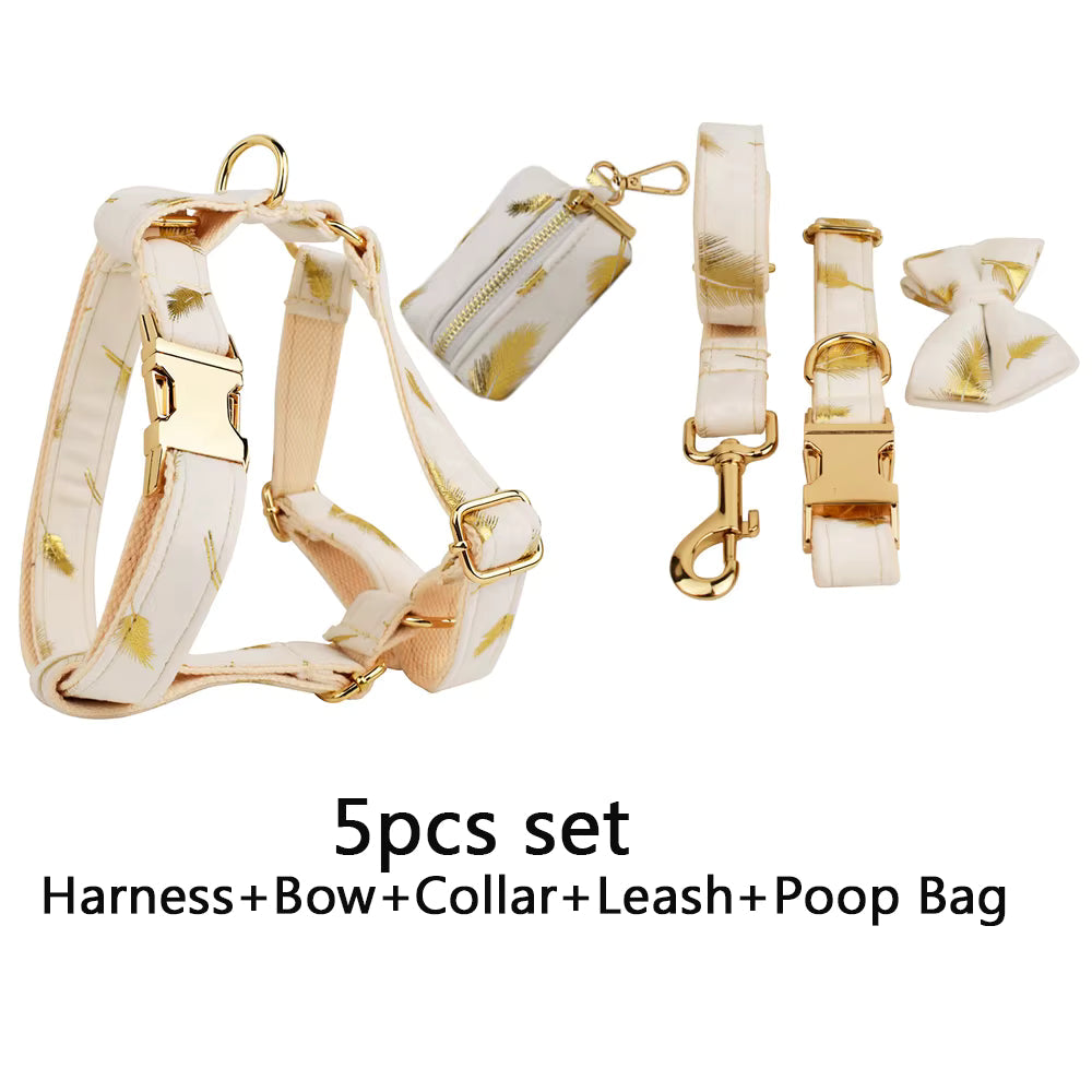 Personalized Ivory Gold Leaf Velvet Classic Set