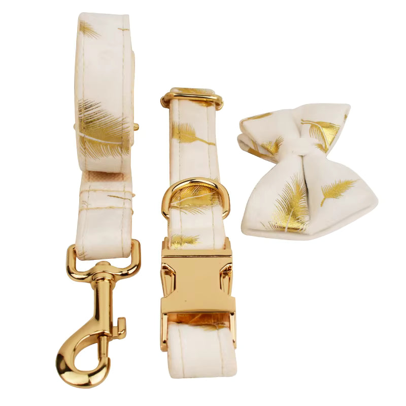 Personalized Ivory Gold Leaf Velvet Classic Set