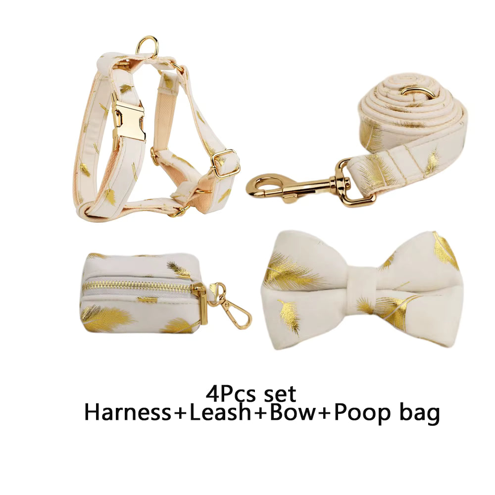 Personalized Ivory Gold Leaf Velvet Classic Set