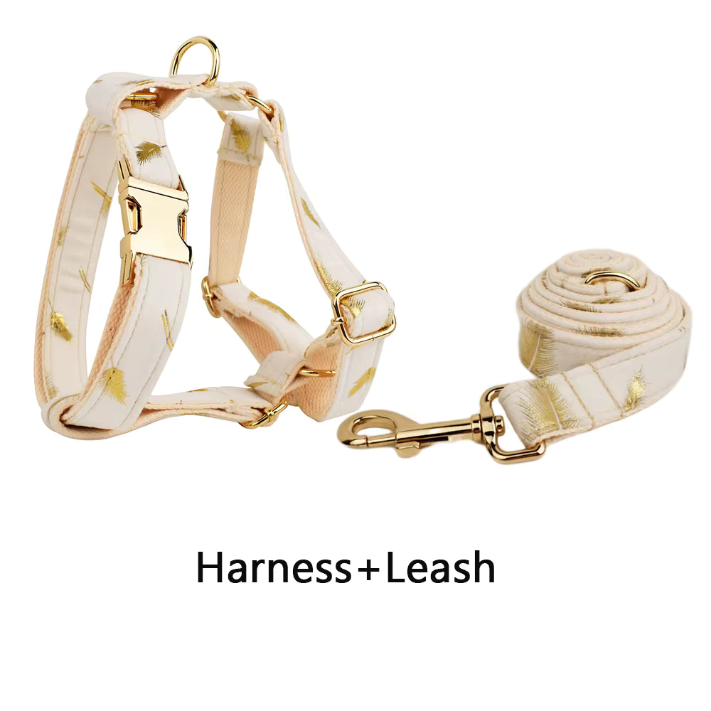 Personalized Ivory Gold Leaf Velvet Classic Set
