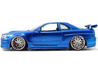 Brian's Nissan GTR Skyline R34 RHD (Right Hand Drive) Blue 25th Anniversary "Fast & Furious" Movie 1/24 Diecast Model Car by Jada