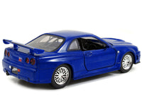Brian's Nissan Skyline GT-R R34 Blue "Fast & Furious" Movie 1/32 Diecast Car Model by Jada