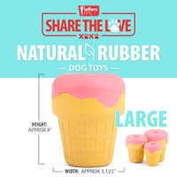 Jeffers Ice Cream Cone Natural Rubber Stuffable Treat Dispensing Dental Dog Chew Toy