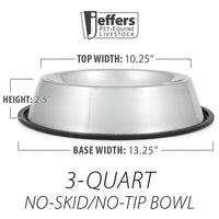 Jeffers No-Skid/No-Tip Stainless Steel Pet Bowls