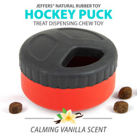 Jeffers Red Hockey Puck Natural Rubber Treat Dispensing Dental Dog Chew Toy