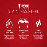 Jeffers Pet Embossed No-Tip Anti-Skid Stainless Steel Pet Bowls for Dogs, Cats, Puppies, Kittens – Rubber Base, Food & Water Feeding Dish for Home, Travel, Camping, Kennel