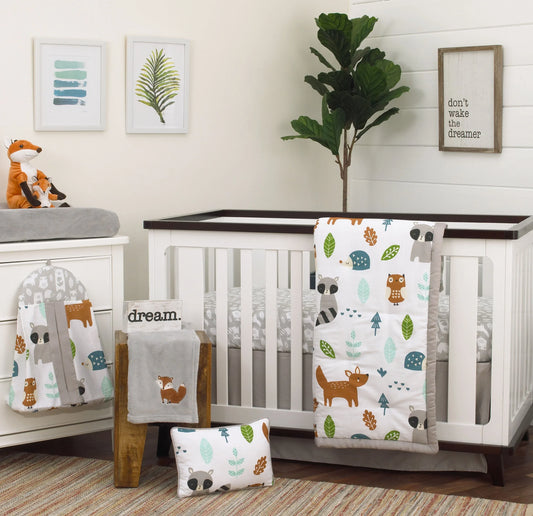 NoJo Dreamer Little Woodland Friends 8 Piece Nursery Crib Bedding Set - BIG FRENCHIES