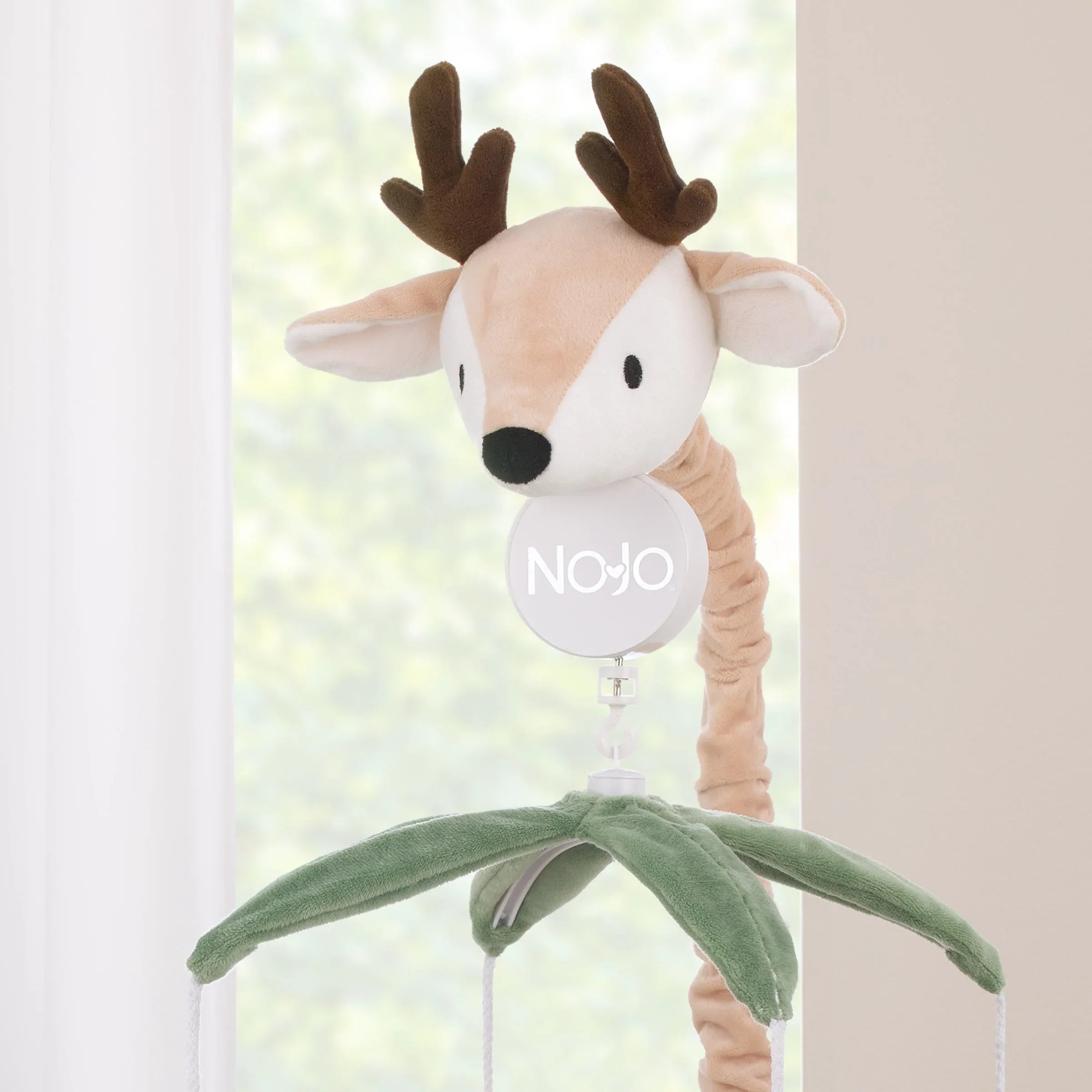 Plush Deer Green, Gray, and Tan Foxes and Hedgehogs Musical Mobile - BIG FRENCHIES