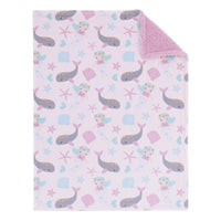 NoJo Sugar Reef Mermaid Pink, Aqua, Gray Super Soft Sherpa Baby Blanket - BIG FRENCHIES