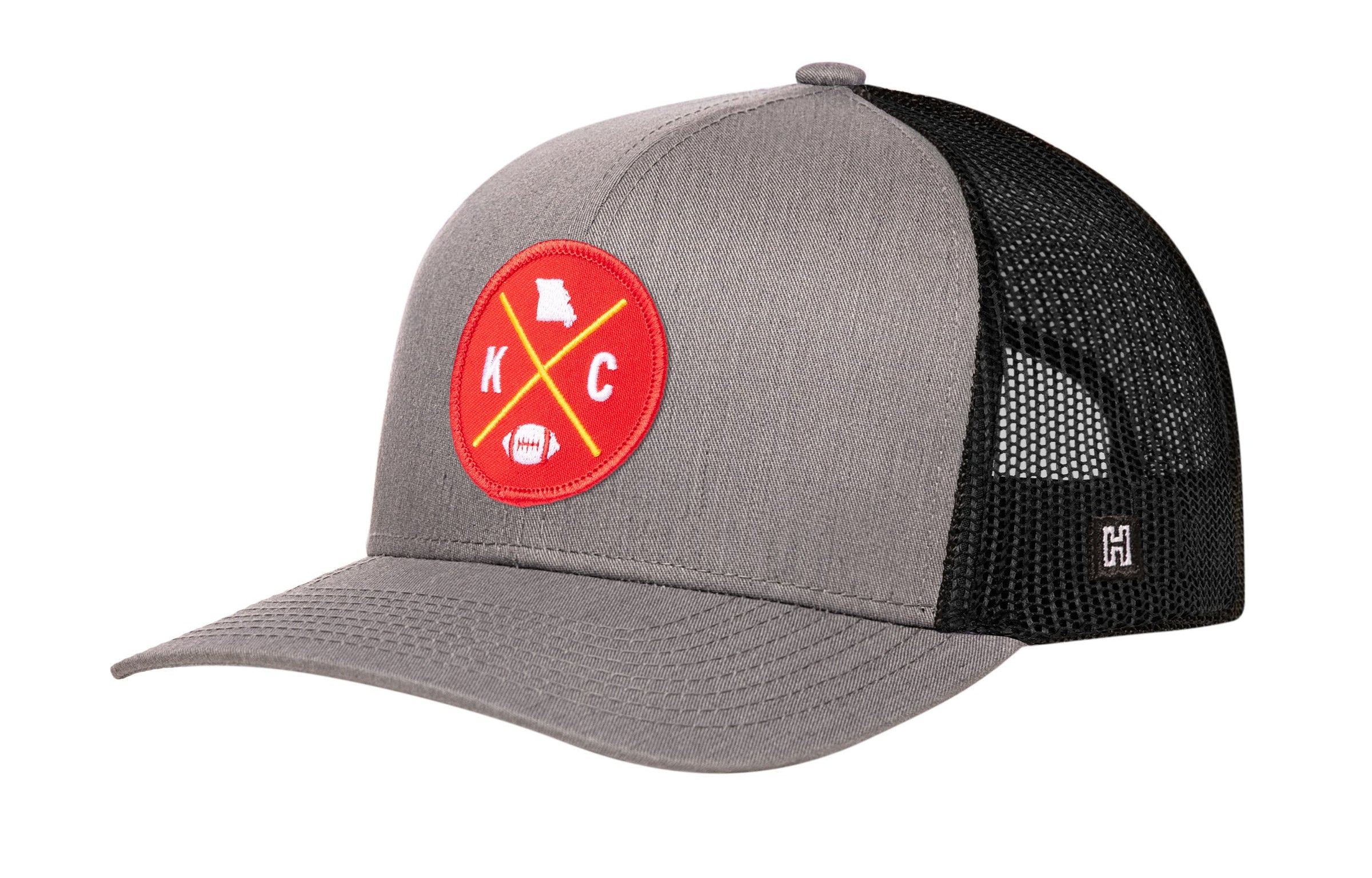 Kansas City Trucker Hat  |  Black KC X Football Snapback