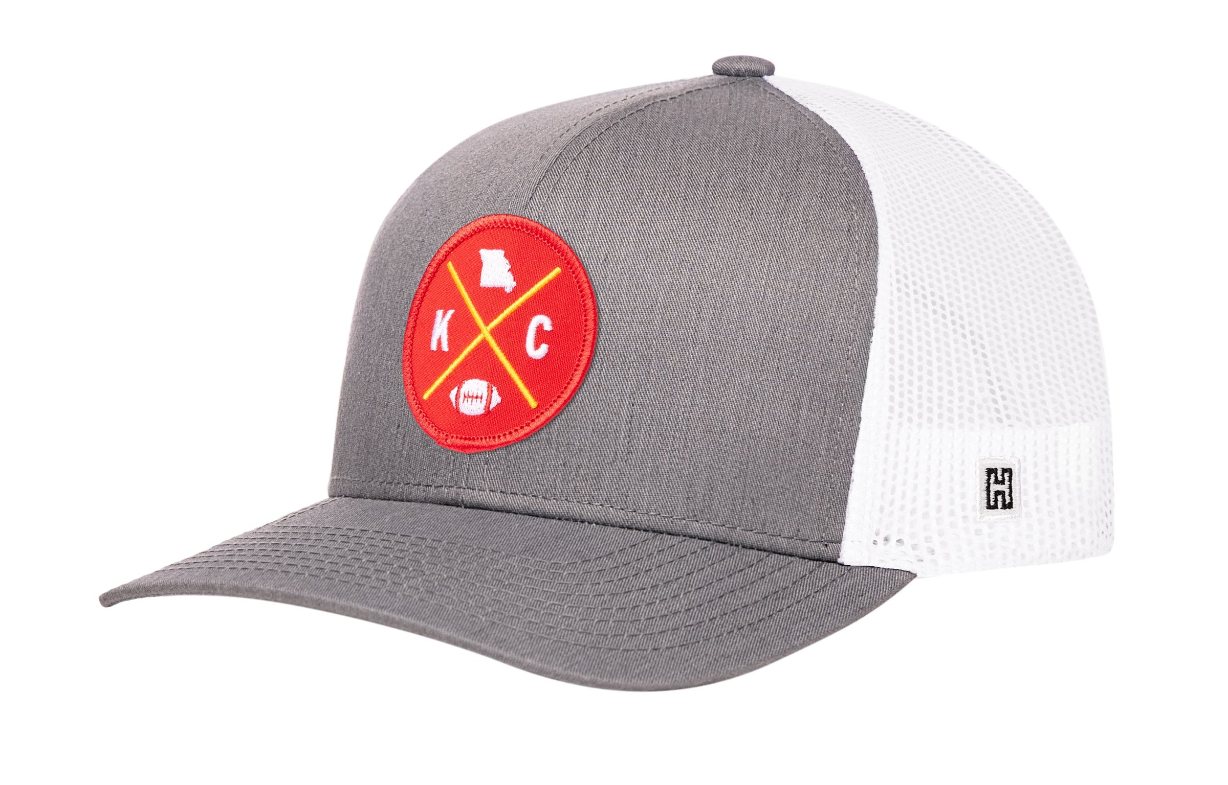 Kansas City Trucker Hat  |  Black KC X Football Snapback