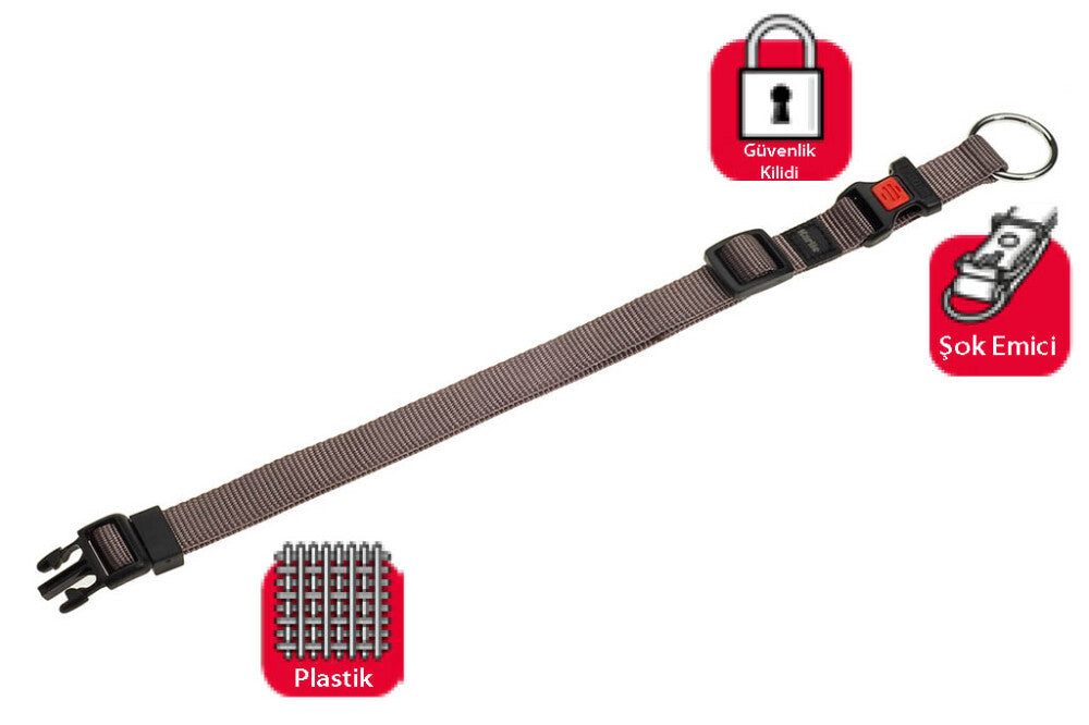 Karlie Nylon Locking Dog Collar Adjustable Grey 30-45 cm