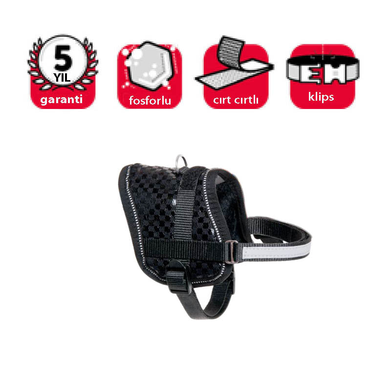 Karlie Reflective Dog Harness Adjustable Black S 36-46 cm