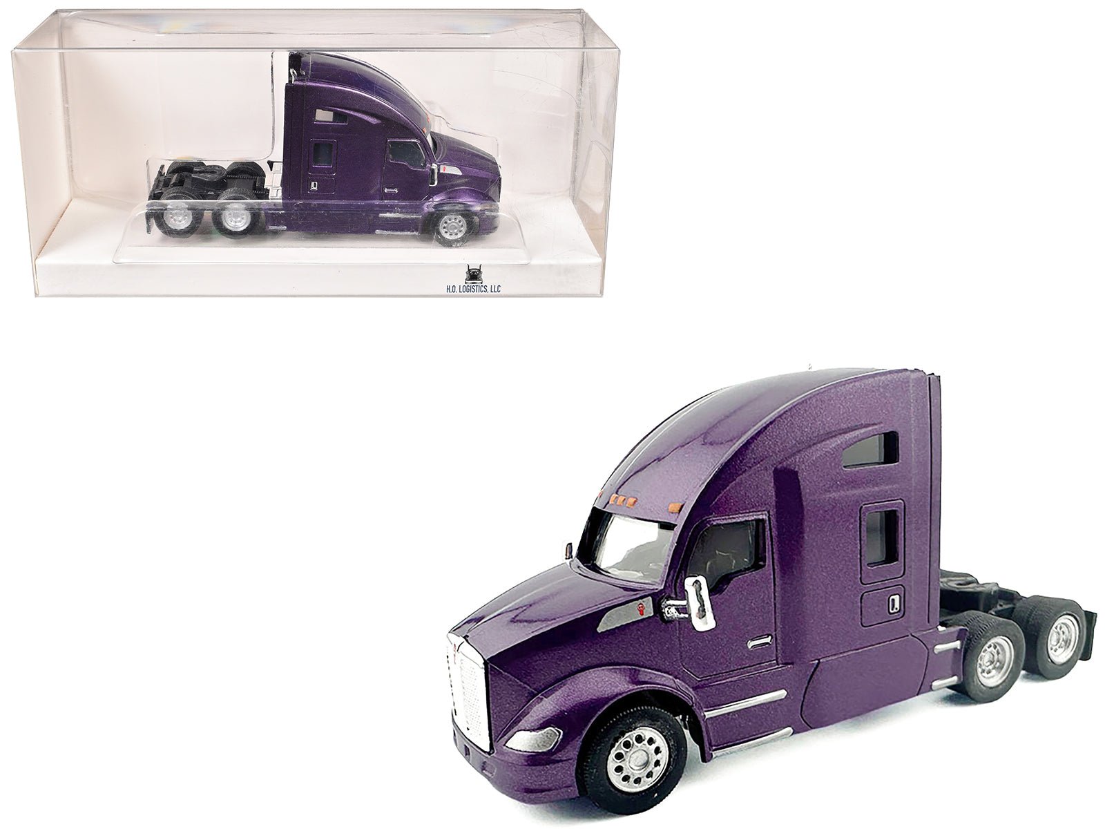 Kenworth T680 Sleeper Cab Purple Metallic 1/87 (HO) Plastic Model Car by HO Logistics  free shipping USA