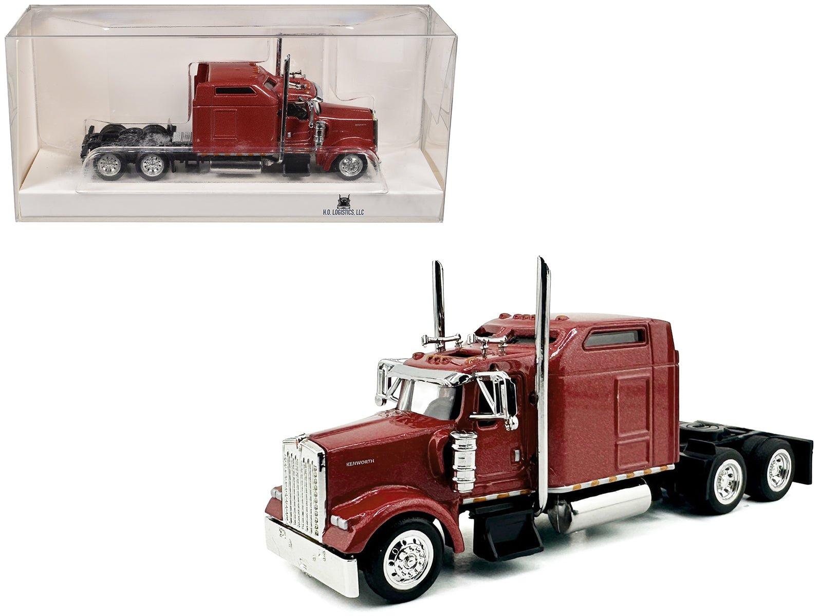 Kenworth W900L Truck Tractor with Sleeper Cab Red Metallic 1/87 (HO) Scale Plastic Model Car by HO Logistics  free shipping USA