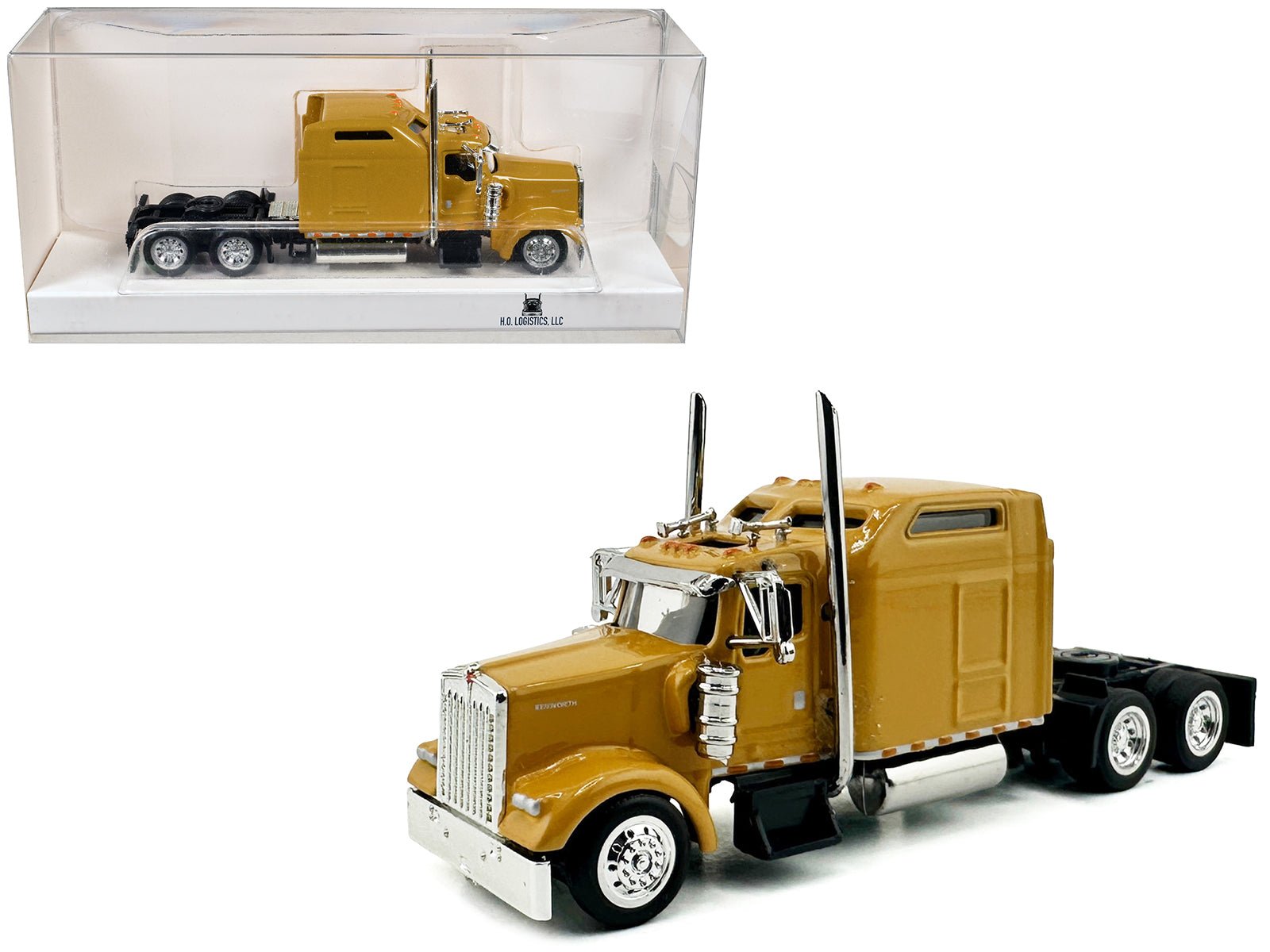 Kenworth W900L Truck Tractor with Sleeper Cab Yellow 1/87 (HO) Scale Plastic Model Car by HO Logistics  free shipping USA