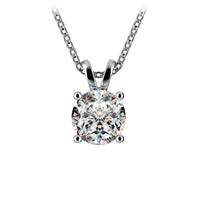 AGI Certified 2.00 CTW Prong Set Round Lab Grown Solitaire Diamond Pendant (G-VS) in 14K White or Yellow Gold