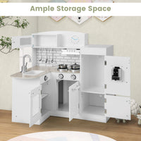 Kids Kitchen Playset Conor Kitchen Toy with Realistic Microwave and Oven Stove-White