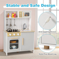 Kids Kitchen Playset with Lights Sounds Microwave Stoves Sink Oven and Cooking Accessories-White