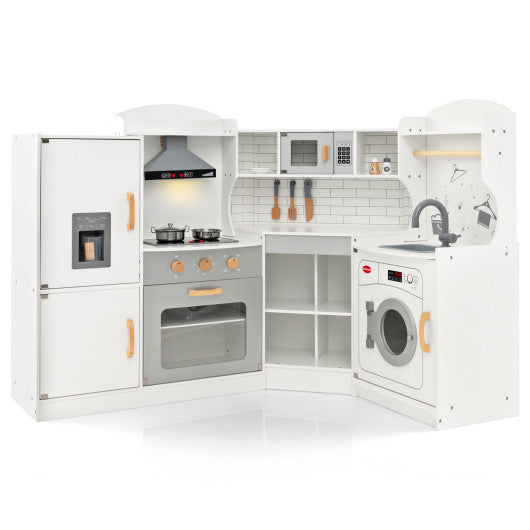 Corner Kids Play Kitchen with Washing Machine and Ice Maker Gift for Boys Girls - BIG FRENCHIES