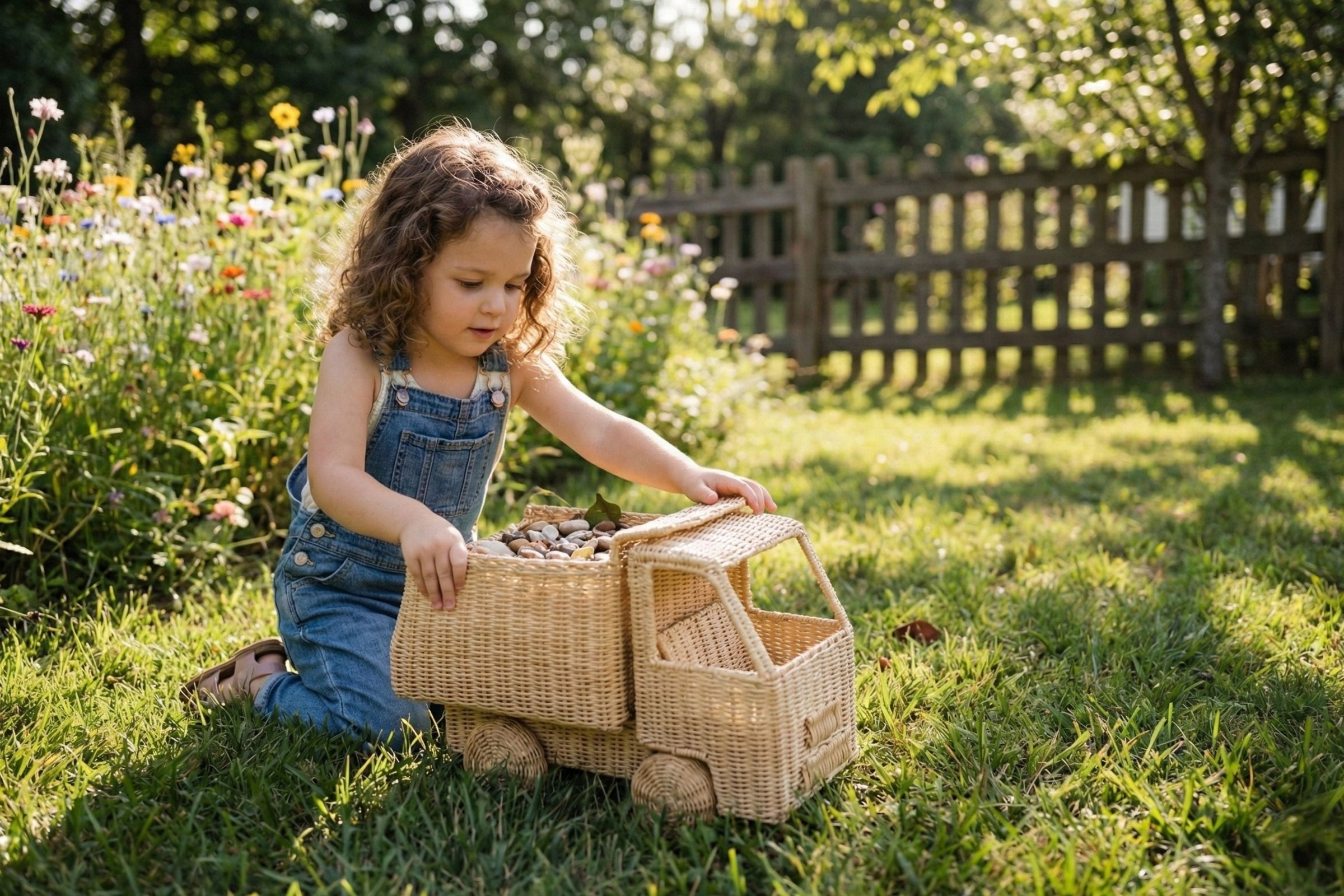 The Eco-Hauler: Handwoven Rattan Dump Truck | Kids Toy Truck