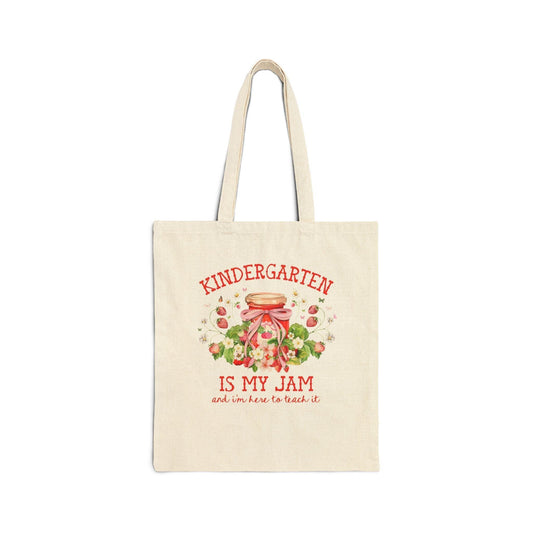 Kindergarten Teacher Tote Bag with Strawberries: Kindergarten is My Jam - BIG FRENCHIES