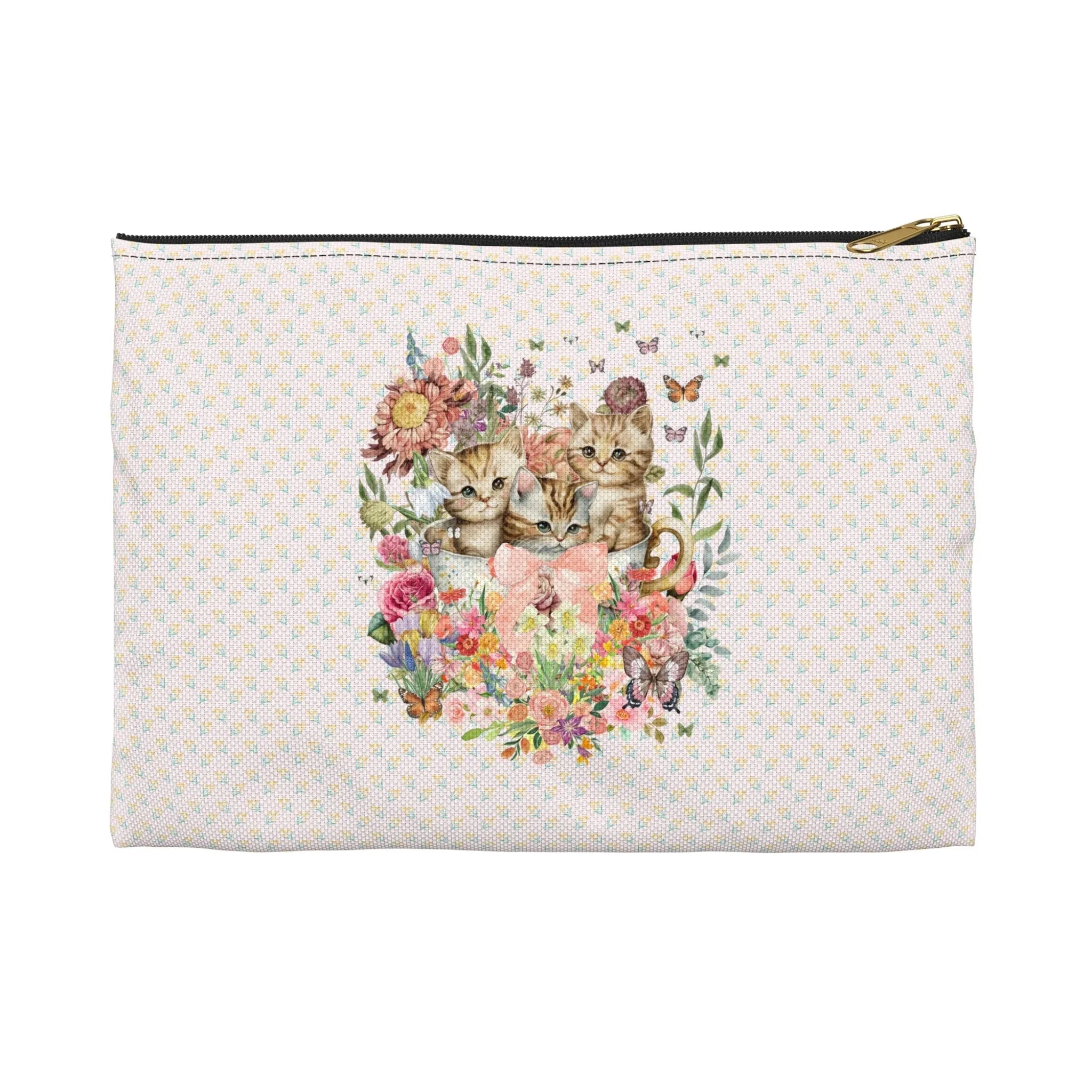 Kittens in Teacup: Pouch with Zipper - BIG FRENCHIES
