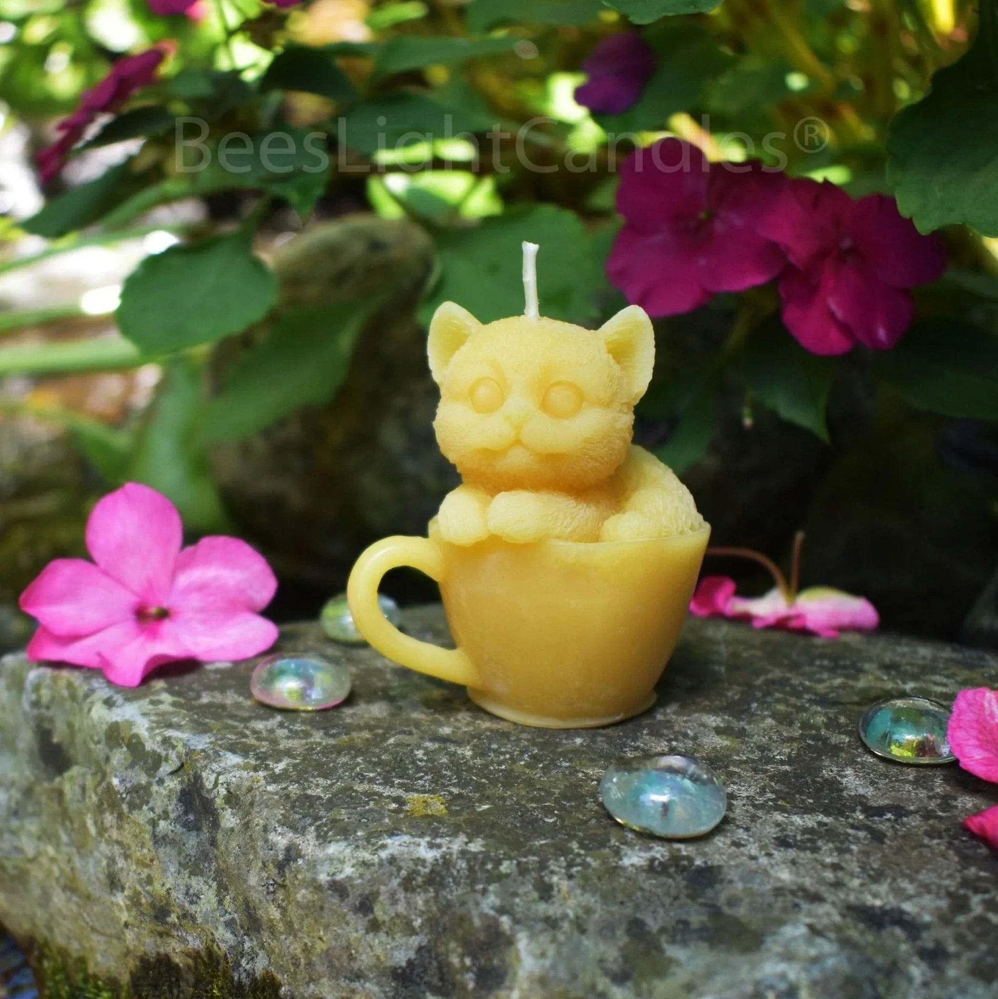Kitty Cat Tea Cup Beeswax Candle - BIG FRENCHIES