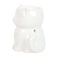 Shiny White Cat Oil Burner - BIG FRENCHIES