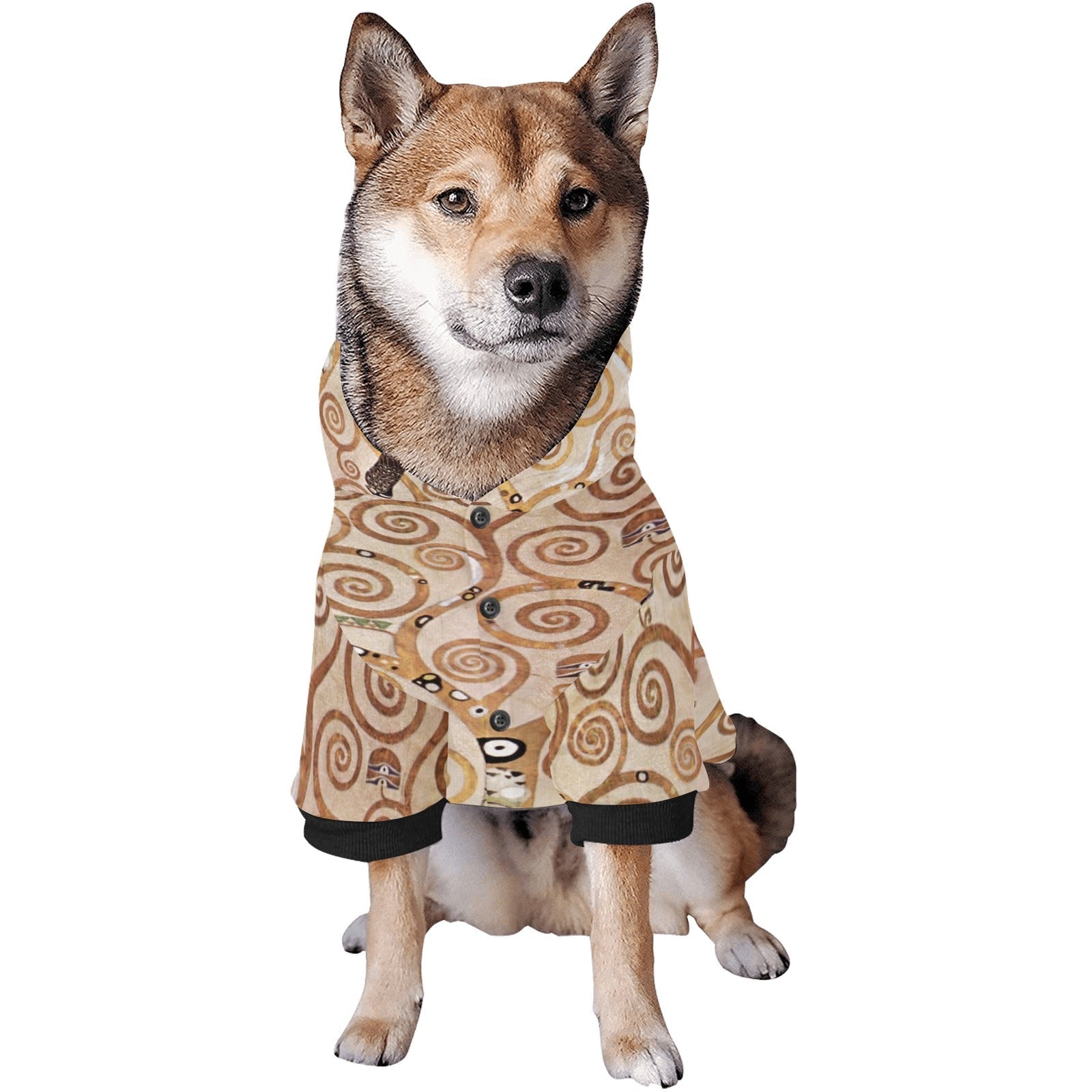 Klimt Tree of Life, Stoclet Frieze Button Hoodie