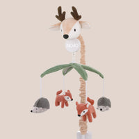 Plush Deer Green, Gray, and Tan Foxes and Hedgehogs Musical Mobile - BIG FRENCHIES
