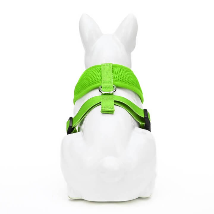 EcoBark Lime Green Dog Harness - Over-the-Head Soft Mesh Dog Vest Halter for Small to Medium Dogs and Puppies - BIG FRENCHIES