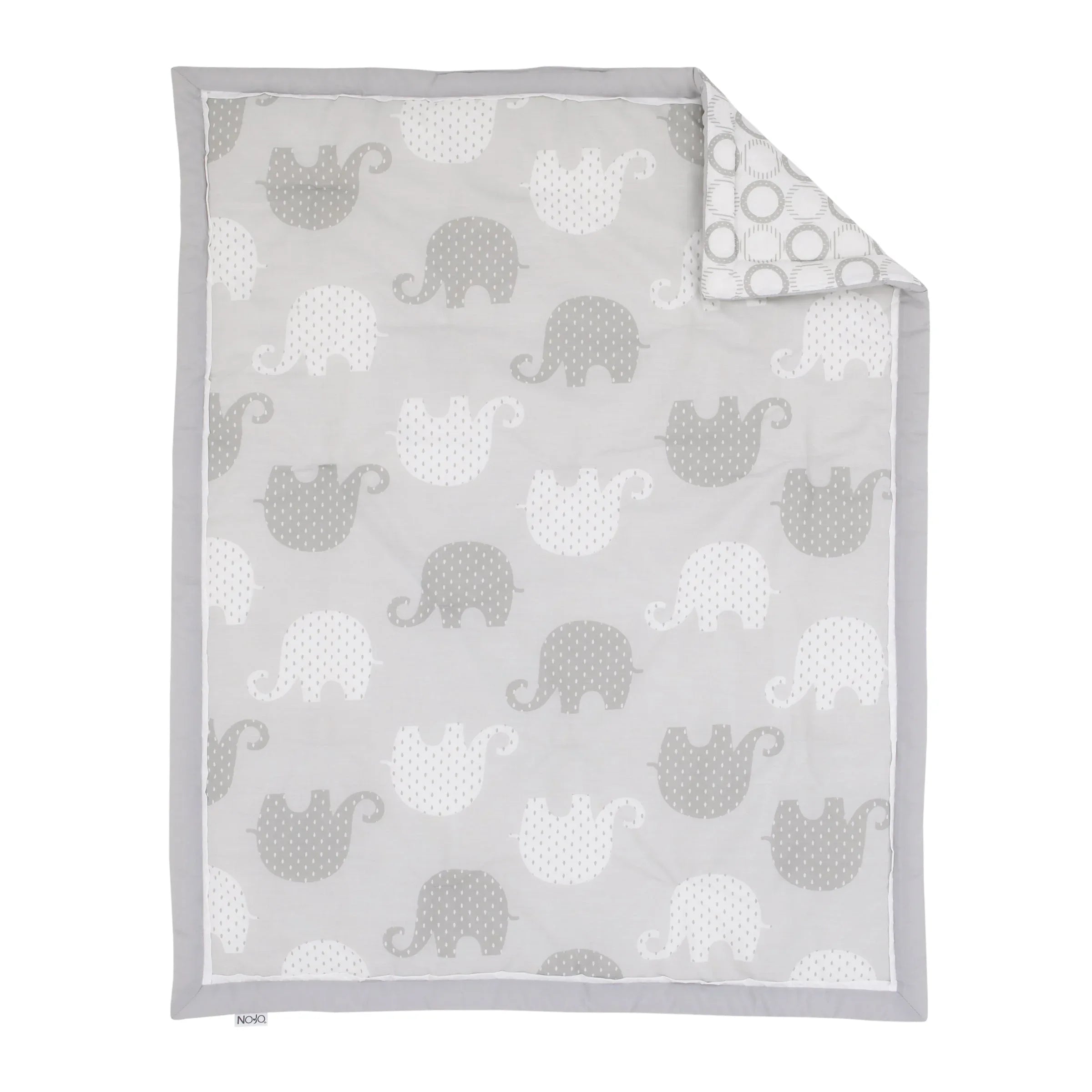 NoJo Dreamer Gray Elephant 8-Piece Nursery Crib Bedding Set - BIG FRENCHIES