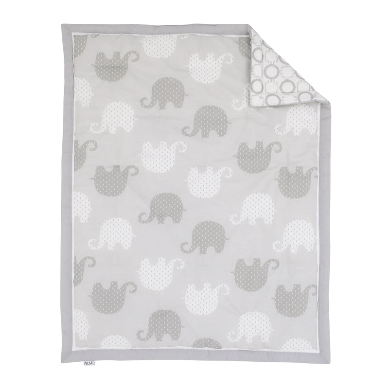 NoJo Dreamer Gray Elephant 8-Piece Nursery Crib Bedding Set - BIG FRENCHIES