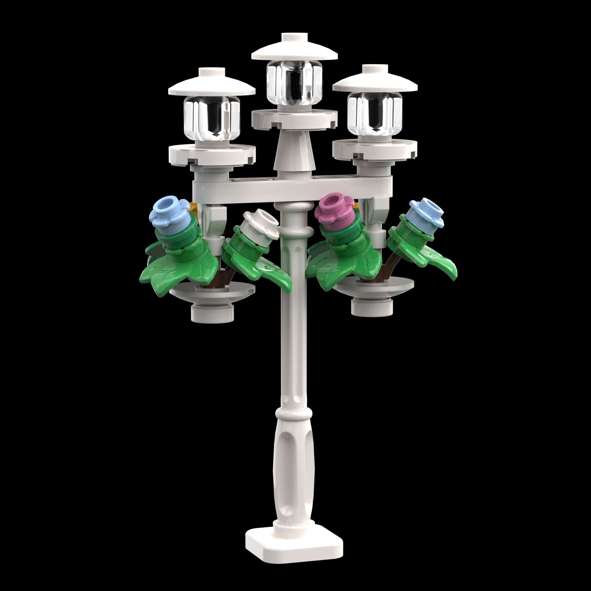 White City Lamppost with Two Hanging Flower Baskets Build Kit - Made Using LEGO® Parts