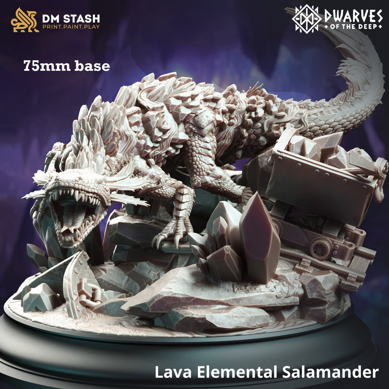 Lava Elemental Salamander-3D Printed Miniatures-BIG FRENCHIES-All Systems Go Games