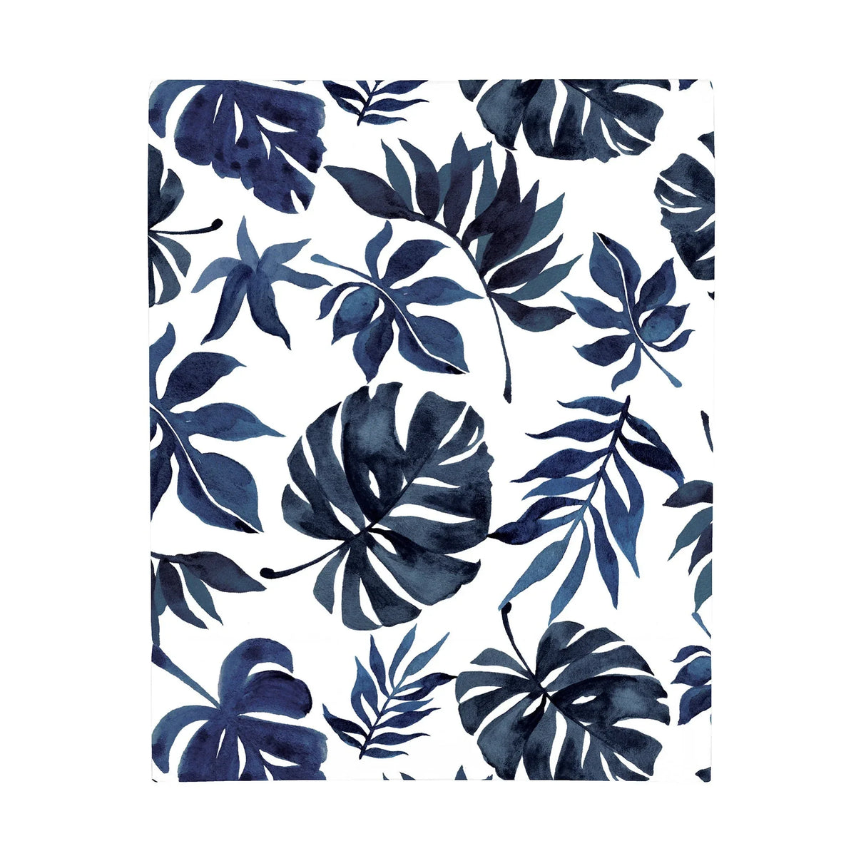 NoJo Super Soft Blue and White Palm Leaf Nursery Crib Fitted Sheet - BIG FRENCHIES