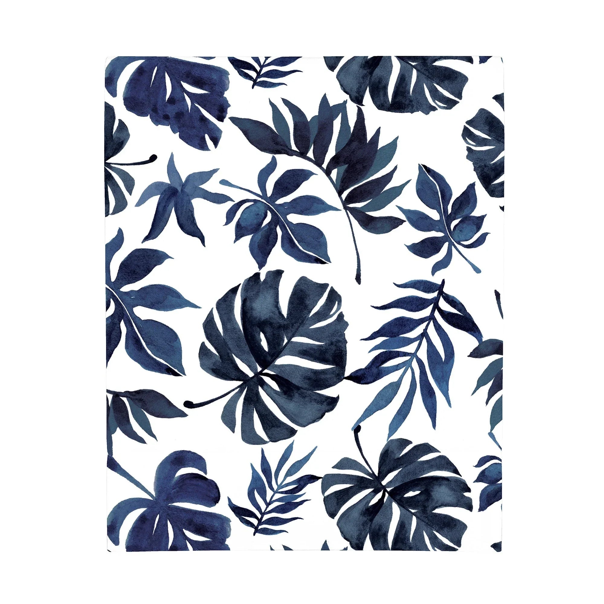 NoJo Super Soft Blue and White Palm Leaf Nursery Crib Fitted Sheet - BIG FRENCHIES