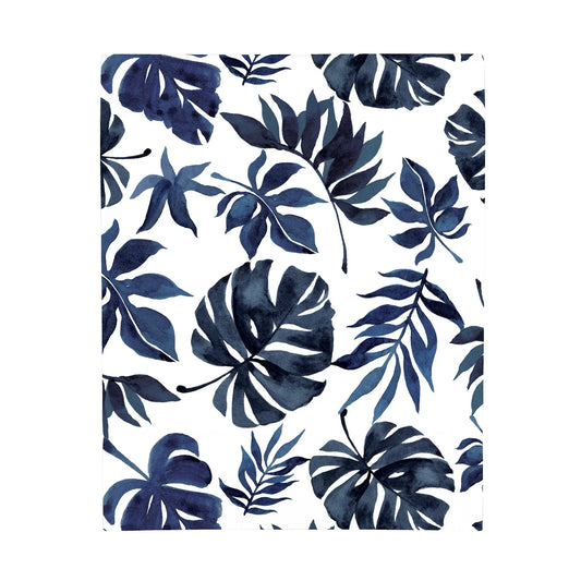 NoJo Super Soft Blue and White Palm Leaf Nursery Crib Fitted Sheet - BIG FRENCHIES