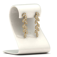 Pave Diamond Leaf Drop Earring