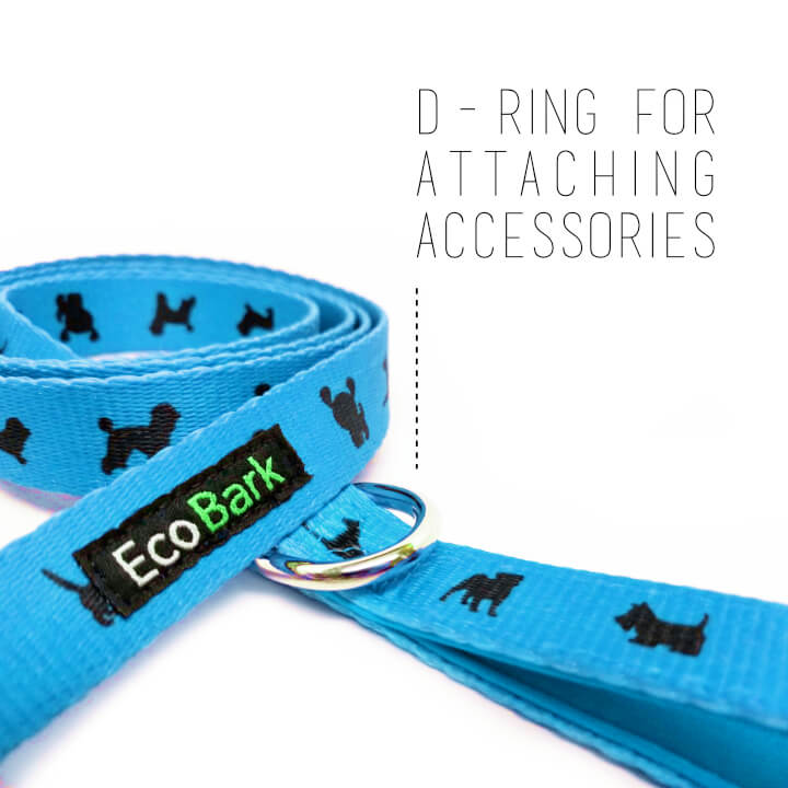 EcoBark Sky Blue Dog Leash- Padded Comfort Grip Padded Leash Dog Pattern - 4 Foot, 5 Foot, 6 Foot Leash for Small and Medium Dogs - BIG FRENCHIES