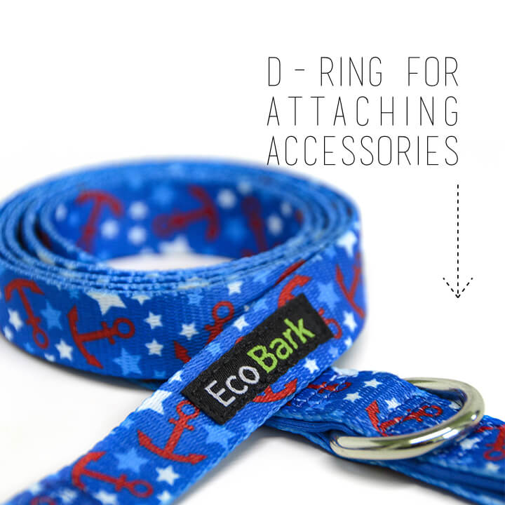 EcoBark Nautical Dog Leash-Padded Comfort Grip Leash - 5ft Leash for Small and Medium Dogs - BIG FRENCHIES