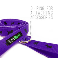 EcoBark Purple Dog Leash- Padded Comfort Grip Leash Dog Pattern - 4ft, 5ft, and 6ft for XS, Small, and Medium Dogs - BIG FRENCHIES