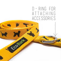 EcoBark Yellow Dog Leash- Padded Comfort Grip Padded Leash Dog Pattern - 4ft, 5ft, and 6ft Leash for Small and Medium Dogs - BIG FRENCHIES