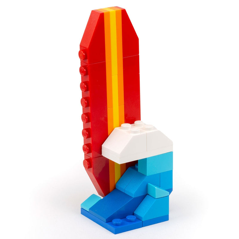 Surfboard with Wave (Summer Fun!) made using LEGO parts-Custom LEGO Kit-BIG FRENCHIES-B3 Customs