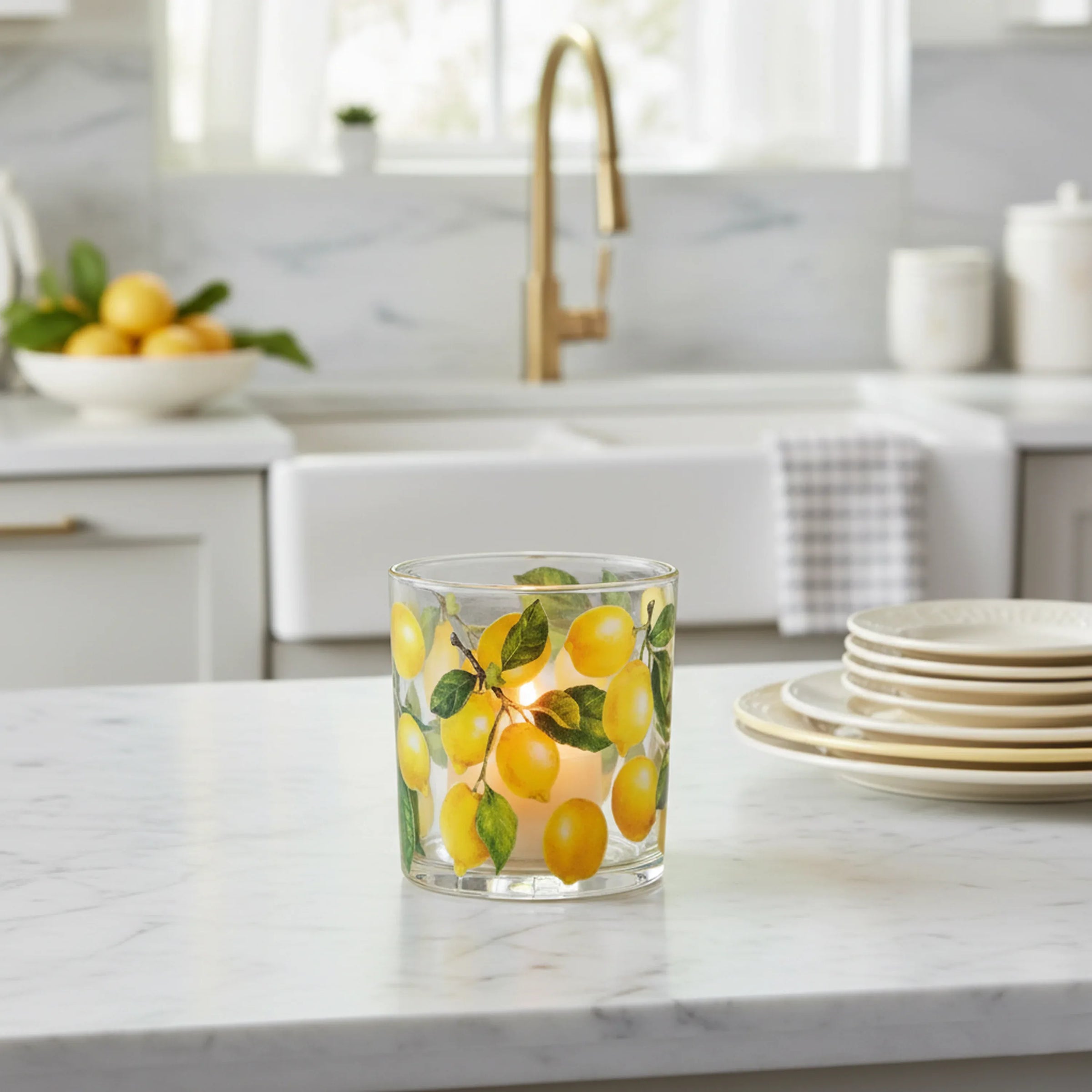 Lemon Votive 3 inch Glass Candle Holder - BIG FRENCHIES